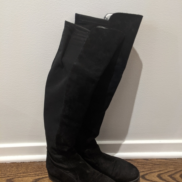 Audrey Brooke Tamela Over the Knee Black Suede Boots - Picture 6 of 6